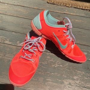 EUC Nike Free 1.0 Cross Bionic | size 8.5 | coral & mint green